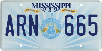 MS license plate ARN665