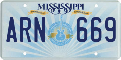 MS license plate ARN669