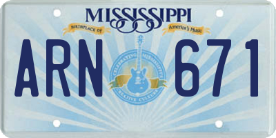 MS license plate ARN671
