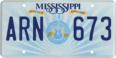 MS license plate ARN673