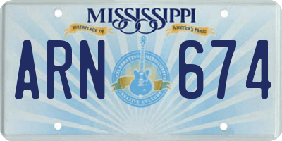 MS license plate ARN674