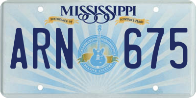 MS license plate ARN675