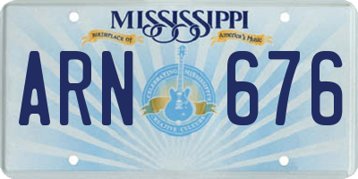 MS license plate ARN676