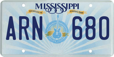 MS license plate ARN680