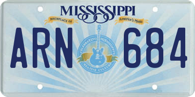 MS license plate ARN684