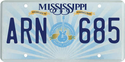 MS license plate ARN685