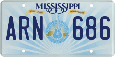 MS license plate ARN686