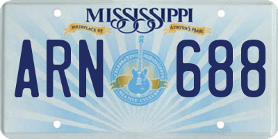 MS license plate ARN688