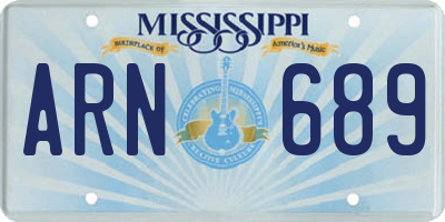 MS license plate ARN689