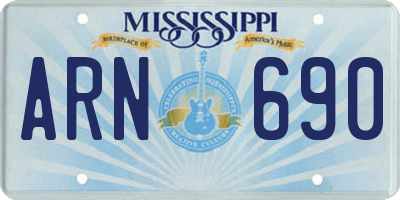 MS license plate ARN690