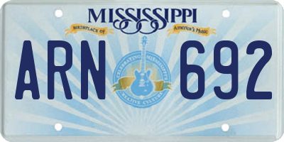 MS license plate ARN692