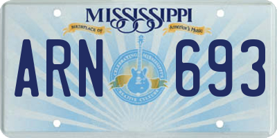 MS license plate ARN693