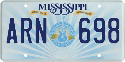 MS license plate ARN698