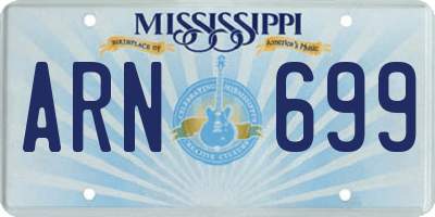 MS license plate ARN699