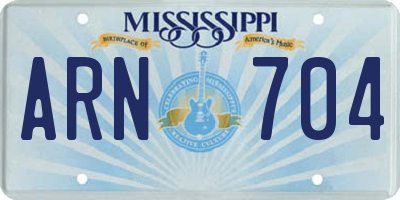 MS license plate ARN704