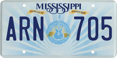 MS license plate ARN705