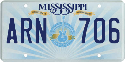 MS license plate ARN706