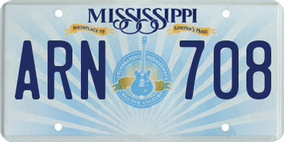 MS license plate ARN708