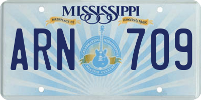 MS license plate ARN709