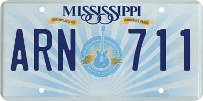 MS license plate ARN711