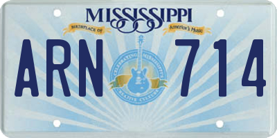 MS license plate ARN714