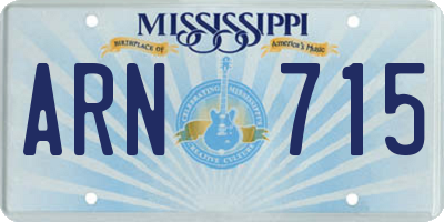 MS license plate ARN715