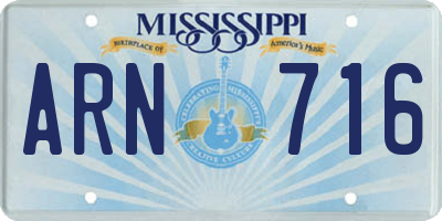 MS license plate ARN716