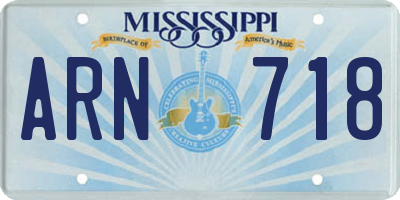MS license plate ARN718