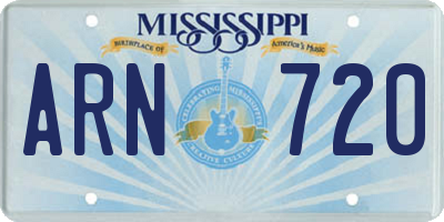 MS license plate ARN720
