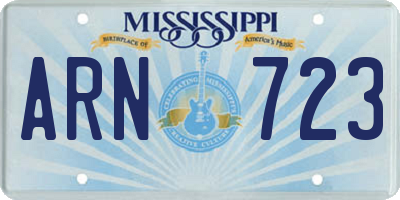 MS license plate ARN723