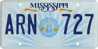 MS license plate ARN727