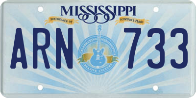 MS license plate ARN733