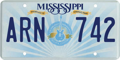 MS license plate ARN742
