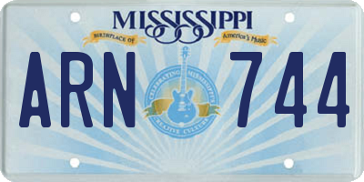 MS license plate ARN744