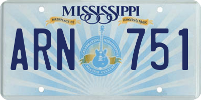MS license plate ARN751