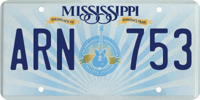 MS license plate ARN753
