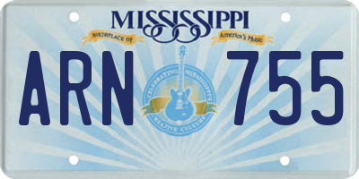 MS license plate ARN755