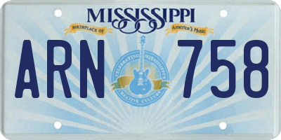 MS license plate ARN758