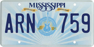 MS license plate ARN759