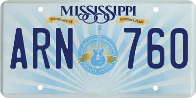 MS license plate ARN760