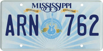 MS license plate ARN762