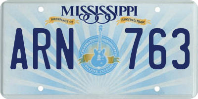 MS license plate ARN763