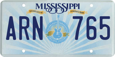 MS license plate ARN765
