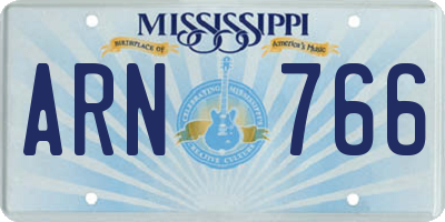 MS license plate ARN766