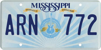 MS license plate ARN772