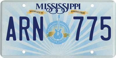 MS license plate ARN775