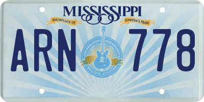 MS license plate ARN778