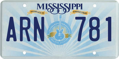 MS license plate ARN781