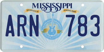 MS license plate ARN783