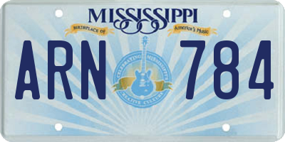 MS license plate ARN784
